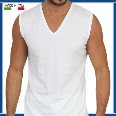Maglia t-shirt maglietta smanicata intimo uomo in cotone senza maniche smanicato - Immagine 1 di 4