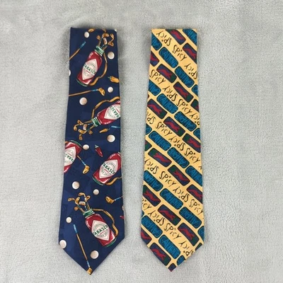 Tabasco 领带 2 件装全印花高尔夫辛辣丝绸美国制造 — 第 1/4 张图片
