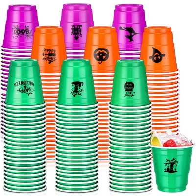 Pcs Halloween Shot Glasses 2 oz Mini Party Plastic Disposable Cups Bulk Pumpkin - Image 1 of 4