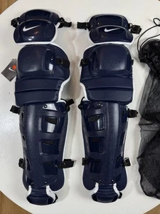 Nike Vapor Baseball Catchers Leg Shin Guards Men Size 19” Navy Blue & White NEW - Picture 1 of 9