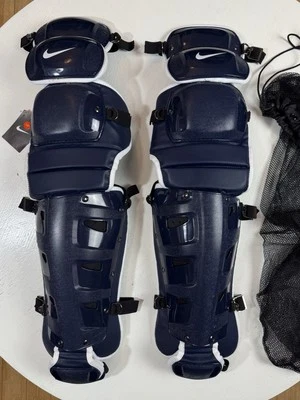 Nike Vapor Baseball Catchers Leg Shin Guards Men Size 19” Navy Blue & White NEW - Image 1 of 4