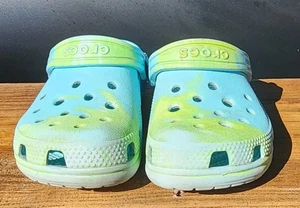 Crocs Classic Toddler Clogs Size C 10 Blue/Green Tie Dye Slip-On Slingback Shoes - Picture 1 of 7