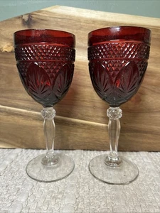 Ruby Red Luminarc Cristal D'Arques Durand France Antique 8" Goblets Glasses - Picture 1 of 4
