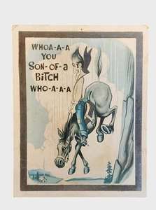Vtg Cowboy Horse Comic Art Easel/Wall-Mount 7"x9" Cardboard w Flocked Accents - Picture 1 of 3