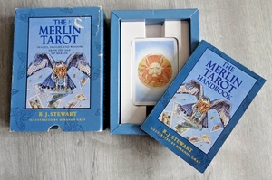 The Merlin Tarot Book and Cards R. J. Stewart Softcover 1992 Miranda Gray - Picture 1 of 9