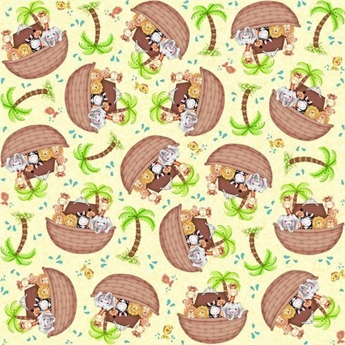 BTY Nursery Noah's Tale Animals Arc Toss Cotton Fabric By The Yard - Image 1 of 1