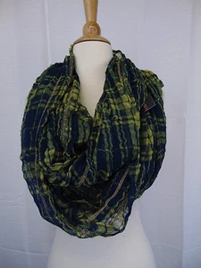 Echo Design Infinity Scarf - Woven Plaid Cowl Loop Blue/Yellow #4177 - Picture 1 of 4