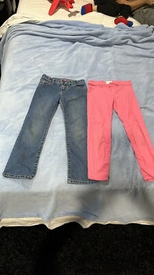 Lot Of 2 Girls Jeans, Pink And Blue, Size 6-7 - Image 1 of 4