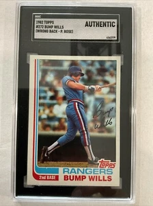 1982 Bump Wills Topps #272 ( Wrong Back Error Pete Rose ) Reds SGC Authentic - Picture 1 of 4