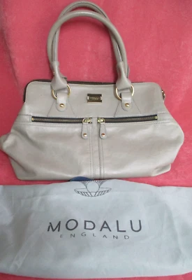 Modalu Pippa Grey Handbag Leather  Shoulder Grab Bag Quality Bag By Modalu.  - Image 1 of 4