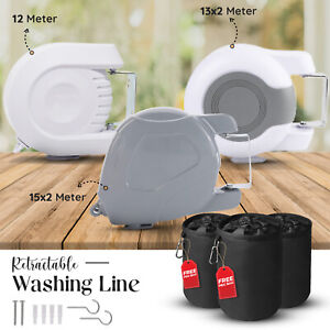 12-30m Retractable Washing Line Wall Mounted Heavy Duty Clothes Dryer Extendable