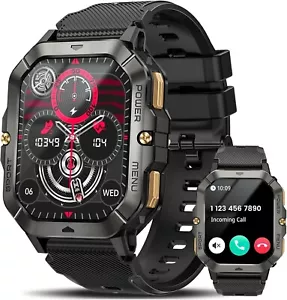 Military Smartwatch 55 mm Black Case Black Silicone Watch for Men - Picture 1 of 6