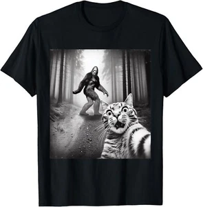 Divertida camiseta de gato selfie con Sasquatch Bigfoot regalo unisex - Imagen 1 de 3