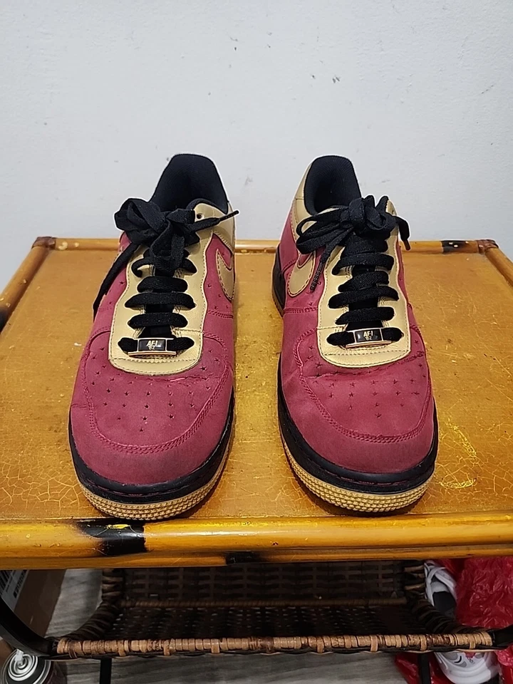 Nike Air Force 1 Low 07 Team Red Gold 2007 Size 10 Used Rare Authentic Red  - Image 1 of 4