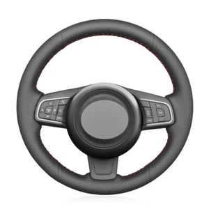 Black Leather Hand Sew Car Steering Wheel Cover for Jaguar XE XF E-Pace F-Pace - Picture 1 of 14