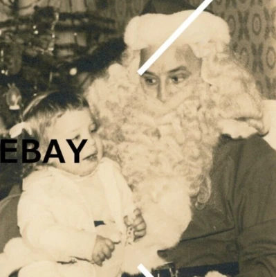 Vintage Christmas Photo Santa Claus Girl Santa & Me Sepia - Image 1 of 4