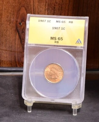 1907 Indian Cent - ANACS MS65 RB (#57693-L) - Image 1 of 4