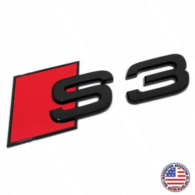 Audi S3 Gloss Black Rear Letter Tail Nameplate Trunk Emblem Badge Sport Sline - Image 1 of 4