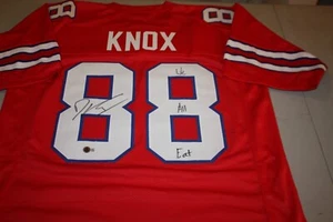 BUFFALO BILLS DAWSON KNOX #88 SIGNED RED JERSEY INSCRIBED WE ALL EAT! BECKETT - Picture 1 of 3