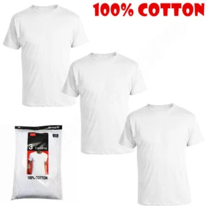 3-Pack Men's Black/White 100% Cotton Crew Neck T-Shirts “Tagless ~ Undershirt” - Picture 1 of 9