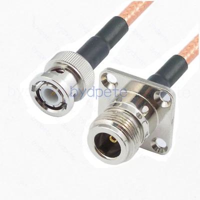 N female 4 holes Panel to BNC male plug RG142 Low Loss Coax Coaxial Cable 50ohm - Image 1 of 4