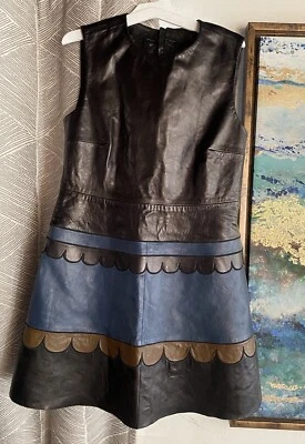 Vestido RED VALENTINO Cuero Negro Funda Pequeña Mini Talla 44 NUEVO Foto 1 de 4