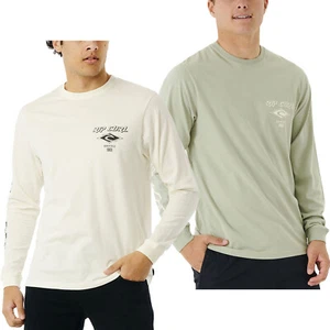 Rip Curl Mens Fade Out Icon Long Sleeve Crew Neck Cotton T-Shirt Top Tee - Picture 1 of 5