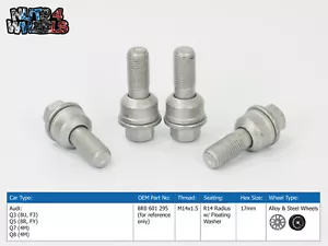 4 x Silver Wheel Bolts fits Audi Q3 (8U, F3) OEM Alloy & Steel Wheels - Picture 1 of 2