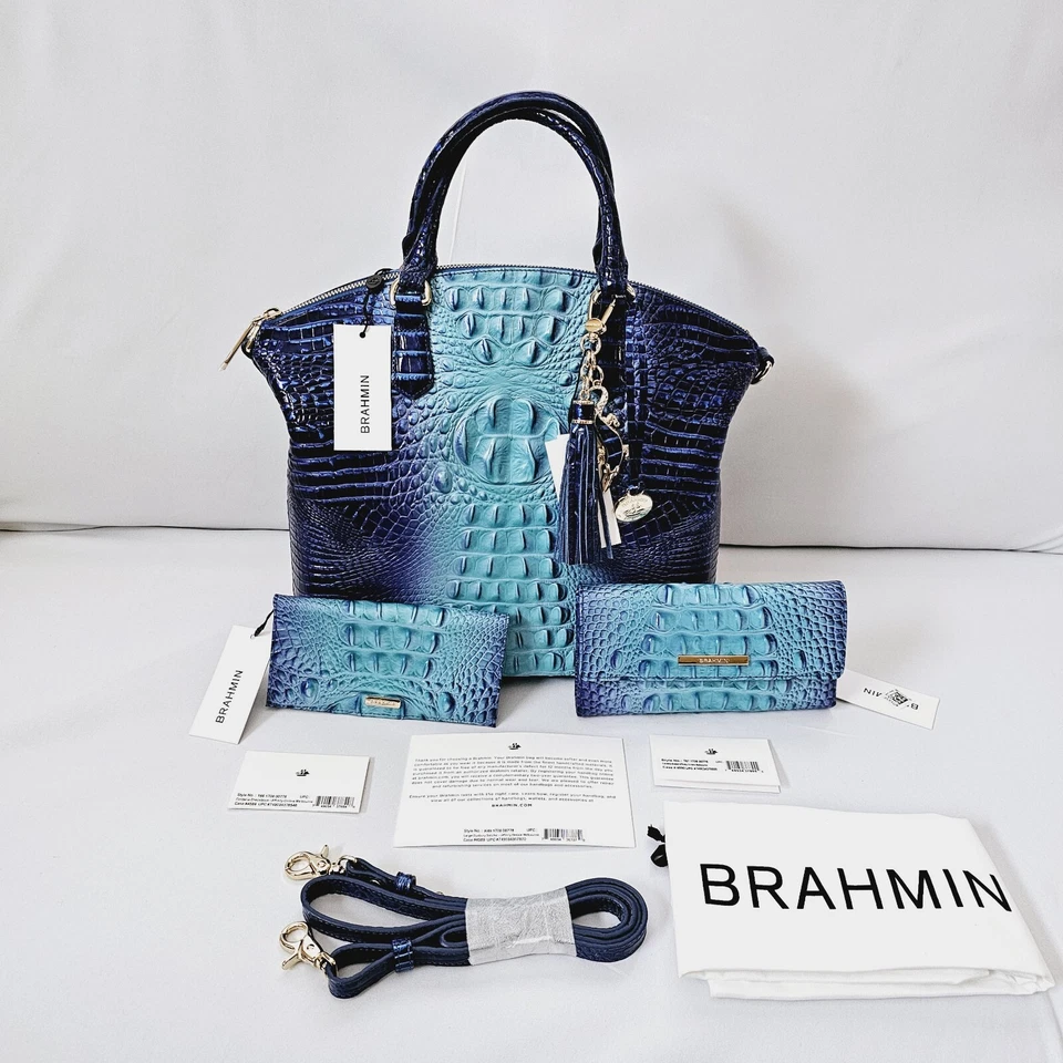 BRAHMIN AFFINITY LARGE DUXBURY CORDELIA WALLET CHECKBOOK & CROC TASSEL