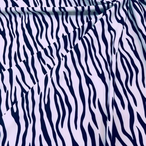Blue Zebra Animal Print Spandex Fabric Stretch by Yard for Swimwear Sportwear - Picture 1 of 5