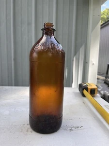 Vintage PUREX,Bleach Bottle,Amber Brown Color Glass - Picture 1 of 9