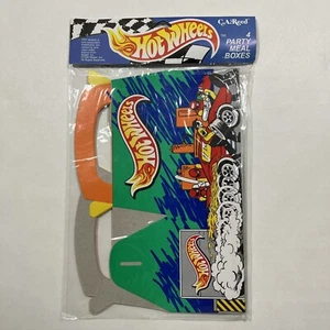 NEW Vintage 90’s 1995 Hot Wheels Party Meal Box Set of 4 Birthday Celebration - Picture 1 of 7