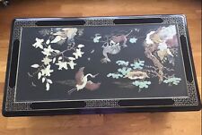 Traditional Korean black lacquer & mother of pearl w/ handcut stone coffee table