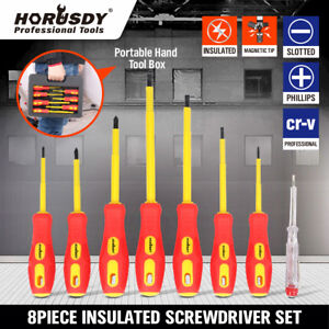8pc Electrician's Insulated Magnetic Electrical Hand Screwdriver Tool Set New