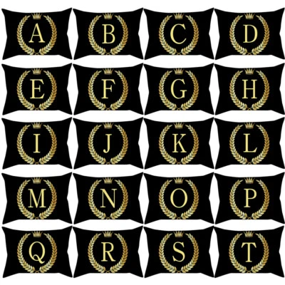 Pillow Cover Black&Gold Letter Throw Pillowcase Sofa Cushion Cover Home Decor QX - Image 1 of 4