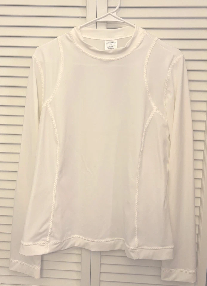 Lands End Mujeres GRANDE 14-16 Regular BLANCO Protector contra Erupciones Piscina Playa TOP SPF50 Foto 1 de 3