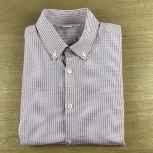 Mizzen Main Mens Button Up Shirt Plaid Check Medium M Trim Fit Performance - Picture 1 of 9