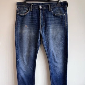 Men's Levi's 504 Red Tag Jeans Regular Straight Fit 36 x 32 Dark Blue Worn Look - Picture 1 of 15