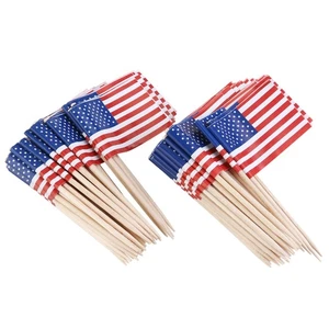 Tinksky 100pcs US Flag Sicks American Flag Food Food Toothers Party Accessory - Imagen 1 de 6