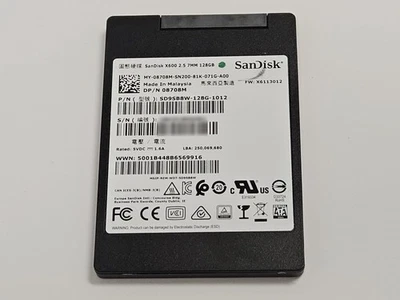 SanDisk 128GB X600 2.5" 7mm SATA SSD Solid State Drive SD9SB8W-128G-1012 8708M - Image 1 of 2