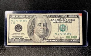 1996 $100 One Hundred Dollar Bill, Federal Reserve Note / Serial # AL17078689 B - Picture 1 of 8