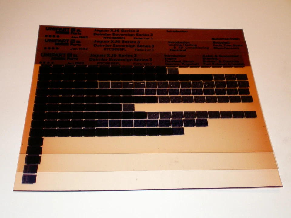 Microfiche Catalogo Ricambi Jaguar XJ6 / Daimler Sovrano Serie 3 Stand 01/1982 - Immagine 1 di 1