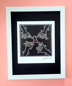 KEITH HARING + VINTAGE 1989 PRINT SIGNED MOUNTED AND FRAMED + BUY IT NOW! - Picture 1 of 4
