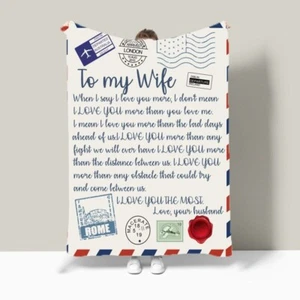 Loving Words Letter to Wife Husband Girlfriend Bedspread Sofa Throw Blanket Gift - Picture 1 of 22