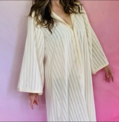 Vintage 1970s Natural Muslin Tunic Kaftan Dress size M/L - Image 1 of 4