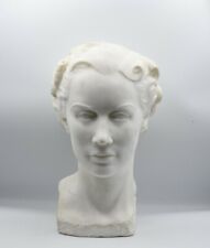 Important Buste de femme en marbre blanc ancien signé daté 1937 sculpture