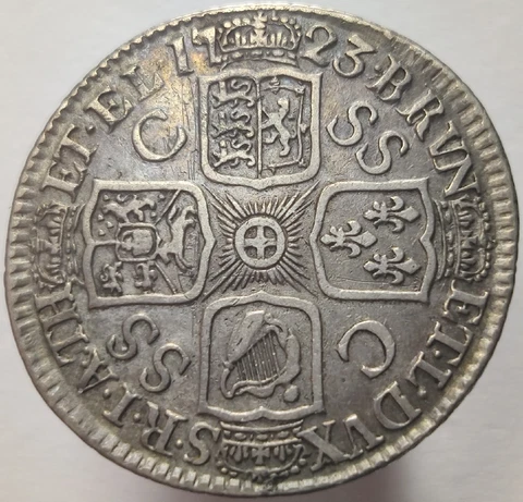 1723 SHILLING 12P GREAT BRITAIN GEORGE I SOUTH SEAS COMPANY ISSUE SILVER COIN Cover