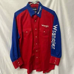 Camisa Wrangler Snap Western 2 Bolsillos Vintage Roja Azul Americana L o XL No estoy segura - Imagen 1 de 13