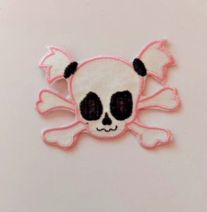 Punk Emo Rock N Roll Girl Pink & White COLLECTORS SEW IRON ON PATCH NEW - Picture 1 of 1