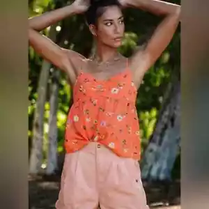 Volcom Womens Tank Top Mucho Mahalo Cami NWT size L Dark Coral - Picture 1 of 5
